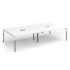 Connex Plus Goal-Post Wooden 3200 x 1600 x 725mm Back to Back Desk with Cutout - White Frame / White Top - GWBT3216-CO-WH-WH