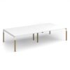 Connex Plus Goal-Post Wooden 3200 x 1600 x 725mm Back to Back Desk - White Frame / White Top - GWBT3216-WH-WH