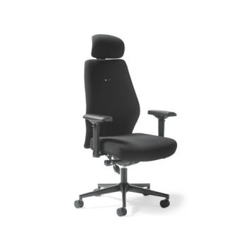 Hatha high back posture task chair with black fabric seat and back headrest & adjustable arms - HAT301K2-K
