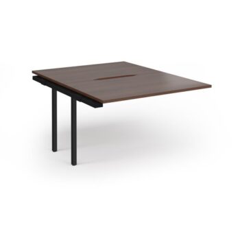Connex Plus O Frame 1200 x 1600 x 725mm Back to Back Add On Bay - Black Frame / Walnut Top - HCO1216-AB-K-W