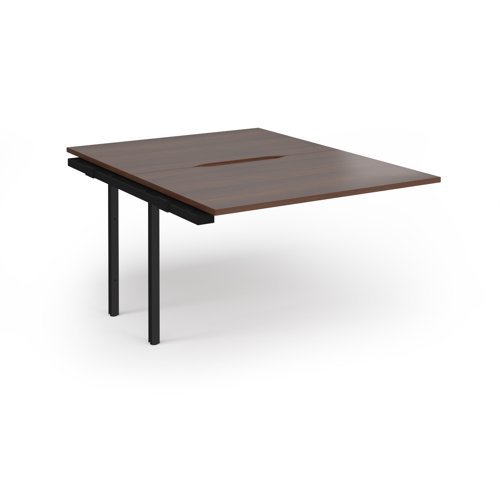 Connex Plus O Frame 1200 x 1600 x 725mm Back to Back Add On Bay - Black Frame / Walnut Top - HCO1216-AB-K-W