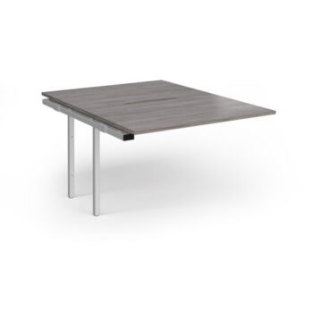 Connex Plus O Frame 1200 x 1600 x 725mm Back to Back Add On Bay - Silver Frame / Grey Oak Top - HCO1216-AB-S-GO