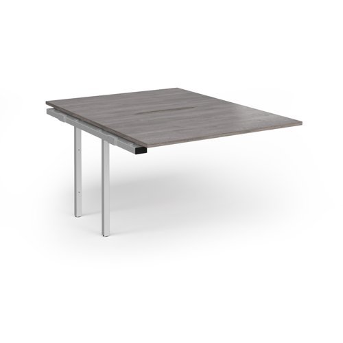 Connex Plus O Frame 1200 x 1600 x 725mm Back to Back Add On Bay - Silver Frame / Grey Oak Top - HCO1216-AB-S-GO