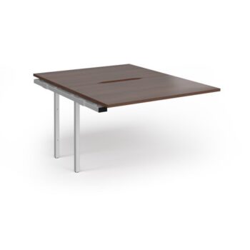 Connex Plus O Frame 1200 x 1600 x 725mm Back to Back Add On Bay - Silver Frame / Walnut Top - HCO1216-AB-S-W