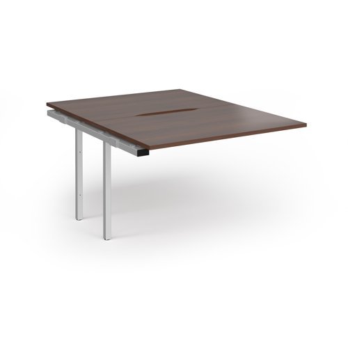 Connex Plus O Frame 1200 x 1600 x 725mm Back to Back Add On Bay - Silver Frame / Walnut Top - HCO1216-AB-S-W