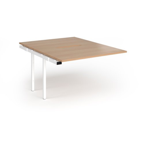 Connex Plus O Frame 1200 x 1600 x 725mm Back to Back Add On Bay - White Frame / Beech Top - HCO1216-AB-WH-B