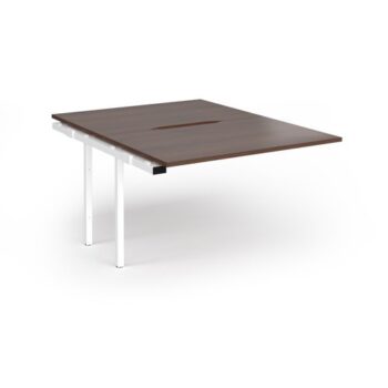 Connex Plus O Frame 1200 x 1600 x 725mm Back to Back Add On Bay - White Frame / Walnut Top - HCO1216-AB-WH-W