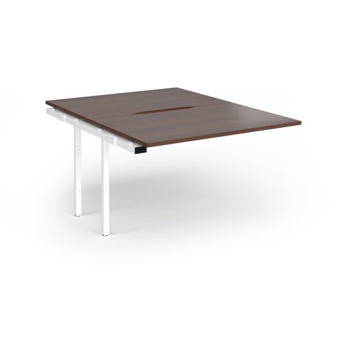 Connex Plus O Frame 1200 x 1600 x 725mm Back to Back Add On Bay - White Frame / Walnut Top - HCO1216-AB-WH-W