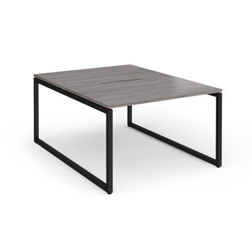 Connex Plus O Frame 1200 x 1600 x 725mm Back to Back Desk ( 2 x 1200mm ) - Black Frame / Grey Oak Top - HCO1216-K-GO