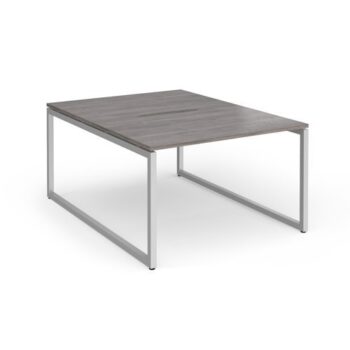 Connex Plus O Frame 1200 x 1600 x 725mm Back to Back Desk ( 2 x 1200mm ) - Silver Frame / Grey Oak Top - HCO1216-S-GO