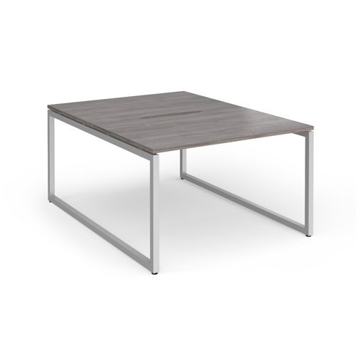 Connex Plus O Frame 1200 x 1600 x 725mm Back to Back Desk ( 2 x 1200mm ) - Silver Frame / Grey Oak Top - HCO1216-S-GO