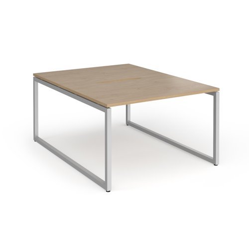Connex Plus O Frame 1200 x 1600 x 725mm Back to Back Desk ( 2 x 1200mm ) - Silver Frame / Kendal Oak Top - HCO1216-S-KO