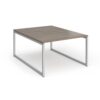 Connex Plus O Frame 1200 x 1600 x 725mm Back to Back Desk ( 2 x 1200mm ) - Silver Frame / Nebraska Oak Top - HCO1216-S-NO
