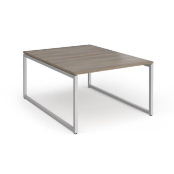 Connex Plus O Frame 1200 x 1600 x 725mm Back to Back Desk ( 2 x 1200mm ) - Silver Frame / Nebraska Oak Top - HCO1216-S-NO