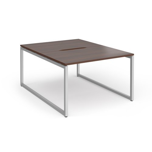 Connex Plus O Frame 1200 x 1600 x 725mm Back to Back Desk ( 2 x 1200mm ) - Silver Frame / Walnut Top - HCO1216-S-W