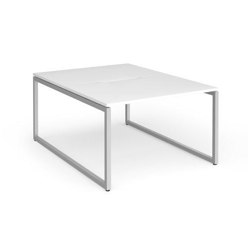 Connex Plus O Frame 1200 x 1600 x 725mm Back to Back Desk ( 2 x 1200mm ) - Silver Frame / White Top - HCO1216-S-WH