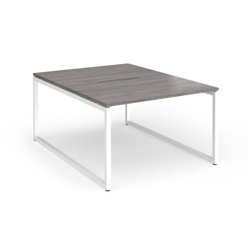 Connex Plus O Frame 1200 x 1600 x 725mm Back to Back Desk ( 2 x 1200mm ) - White Frame / Grey Oak Top - HCO1216-WH-GO