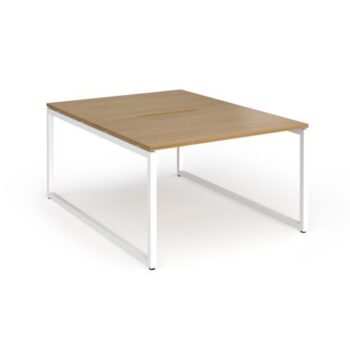 Connex Plus O Frame 1200 x 1600 x 725mm Back to Back Desk ( 2 x 1200mm ) - White Frame / Oak Top - HCO1216-WH-O