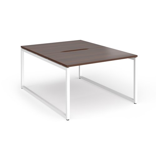 Connex Plus O Frame 1200 x 1600 x 725mm Back to Back Desk ( 2 x 1200mm ) - White Frame / Walnut Top - HCO1216-WH-W