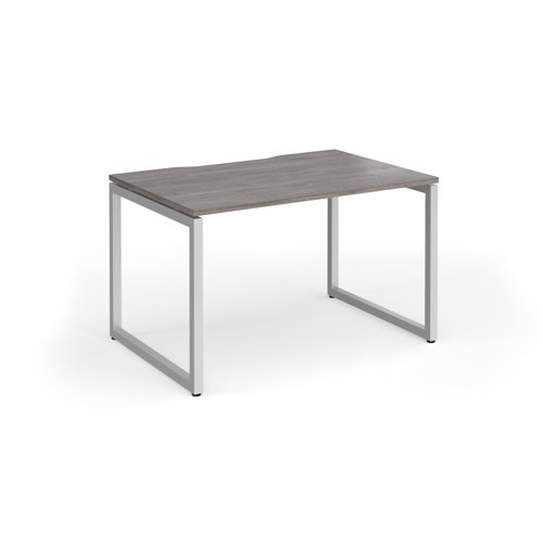 Connex Plus O Frame 1200 x 800 x 725mm Single Desk - Silver Frame / Grey Oak Top - HCO128-S-GO