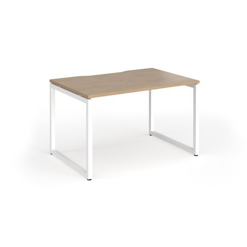 Connex Plus O Frame 1200 x 800 x 725mm Single Desk - White Frame / Kendal Oak Top - HCO128-WH-KO