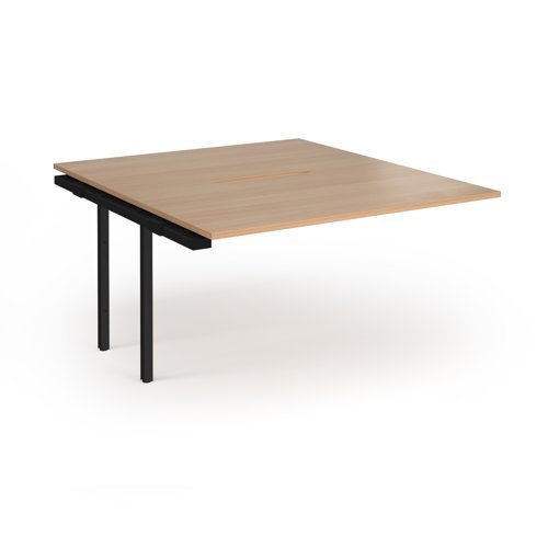 Connex Plus O Frame 1400 x 1600 x 725mm Back to Back Add On Bay - Black Frame / Beech Top - HCO1416-AB-K-B
