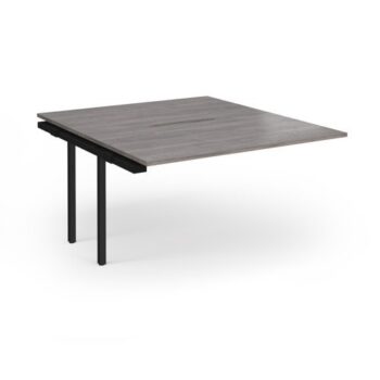 Connex Plus O Frame 1400 x 1600 x 725mm Back to Back Add On Bay - Black Frame / Grey Oak Top - HCO1416-AB-K-GO