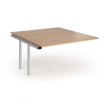 Connex Plus O Frame 1400 x 1600 x 725mm Back to Back Add On Bay - Silver Frame / Beech Top - HCO1416-AB-S-B