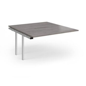 Connex Plus O Frame 1400 x 1600 x 725mm Back to Back Add On Bay - Silver Frame / Grey Oak Top - HCO1416-AB-S-GO