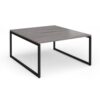 Connex Plus O Frame 1400 x 1600 x 725mm Back to Back Desk ( 2 x 1400mm ) - Black Frame / Grey Oak Top - HCO1416-K-GO