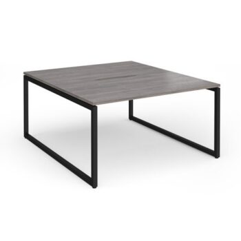 Connex Plus O Frame 1400 x 1600 x 725mm Back to Back Desk ( 2 x 1400mm ) - Black Frame / Grey Oak Top - HCO1416-K-GO