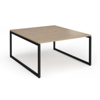 Connex Plus O Frame 1400 x 1600 x 725mm Back to Back Desk ( 2 x 1400mm ) - Black Frame / Kendal Oak Top - HCO1416-K-KO