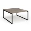 Connex Plus O Frame 1400 x 1600 x 725mm Back to Back Desk ( 2 x 1400mm ) - Black Frame / Nebraska Oak Top - HCO1416-K-NO