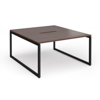 Connex Plus O Frame 1400 x 1600 x 725mm Back to Back Desk ( 2 x 1400mm ) - Black Frame / Walnut Top - HCO1416-K-W