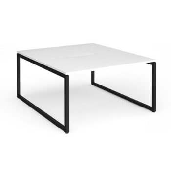 Connex Plus O Frame 1400 x 1600 x 725mm Back to Back Desk ( 2 x 1400mm ) - Black Frame / White Top - HCO1416-K-WH