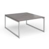 Connex Plus O Frame 1400 x 1600 x 725mm Back to Back Desk ( 2 x 1400mm ) - Silver Frame / Grey Oak Top - HCO1416-S-GO