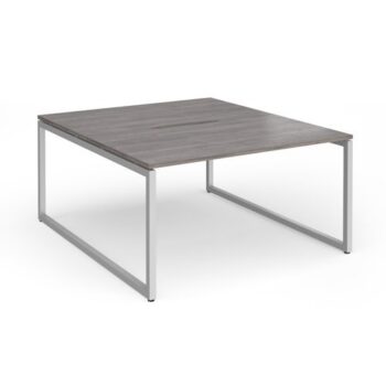 Connex Plus O Frame 1400 x 1600 x 725mm Back to Back Desk ( 2 x 1400mm ) - Silver Frame / Grey Oak Top - HCO1416-S-GO