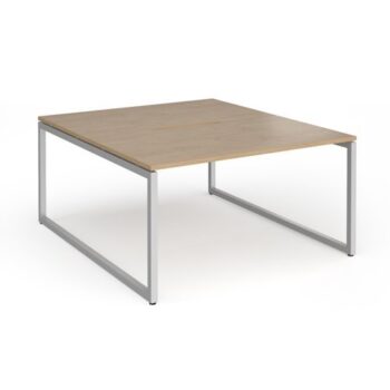 Connex Plus O Frame 1400 x 1600 x 725mm Back to Back Desk ( 2 x 1400mm ) - Silver Frame / Kendal Oak Top - HCO1416-S-KO