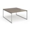 Connex Plus O Frame 1400 x 1600 x 725mm Back to Back Desk ( 2 x 1400mm ) - Silver Frame / Nebraska Oak Top - HCO1416-S-NO
