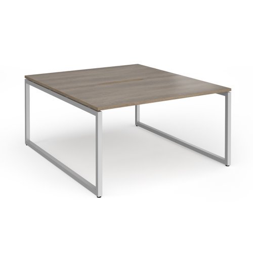 Connex Plus O Frame 1400 x 1600 x 725mm Back to Back Desk ( 2 x 1400mm ) - Silver Frame / Nebraska Oak Top - HCO1416-S-NO
