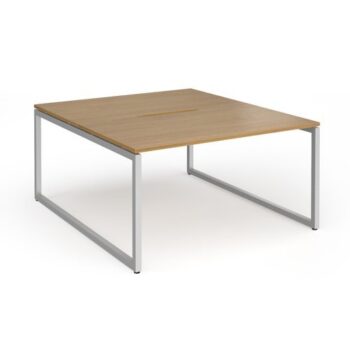 Connex Plus O Frame 1400 x 1600 x 725mm Back to Back Desk ( 2 x 1400mm ) - Silver Frame / Oak Top - HCO1416-S-O