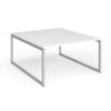 Connex Plus O Frame 1400 x 1600 x 725mm Back to Back Desk ( 2 x 1400mm ) - Silver Frame / White Top - HCO1416-S-WH
