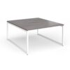 Connex Plus O Frame 1400 x 1600 x 725mm Back to Back Desk ( 2 x 1400mm ) - White Frame / Grey Oak Top - HCO1416-WH-GO