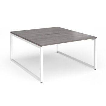 Connex Plus O Frame 1400 x 1600 x 725mm Back to Back Desk ( 2 x 1400mm ) - White Frame / Grey Oak Top - HCO1416-WH-GO