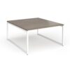 Connex Plus O Frame 1400 x 1600 x 725mm Back to Back Desk ( 2 x 1400mm ) - White Frame / Nebraska Oak Top - HCO1416-WH-NO