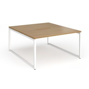 Connex Plus O Frame 1400 x 1600 x 725mm Back to Back Desk ( 2 x 1400mm ) - White Frame / Oak Top - HCO1416-WH-O