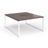 Connex Plus O Frame 1400 x 1600 x 725mm Back to Back Desk ( 2 x 1400mm ) - White Frame / Walnut Top - HCO1416-WH-W