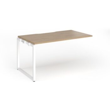 Connex Plus O Frame 1400 x 800 x 725mm Single Add On Bay - White Frame / Kendal Oak Top - HCO148-AB-WH-KO