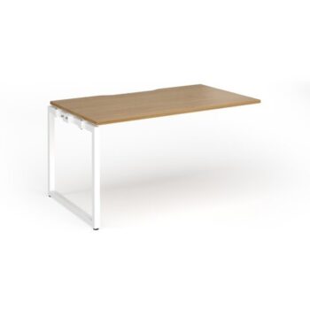 Connex Plus O Frame 1400 x 800 x 725mm Single Add On Bay - White Frame / Oak Top - HCO148-AB-WH-O