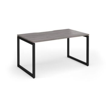 Connex Plus O Frame 1400 x 800 x 725mm Single Desk - Black Frame / Grey Oak Top - HCO148-K-GO